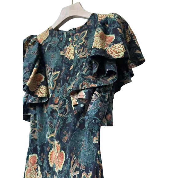 ULLA JOHNSON MARIAM SILK BIAS CUT FLUTTER SLEEVE DRESS US 8 - Picture 8 of 8